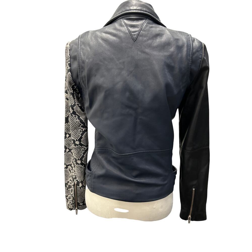 Veda Jayne Lambskin Snake-Print Moto Jacket Size S - Picture 8 of 10